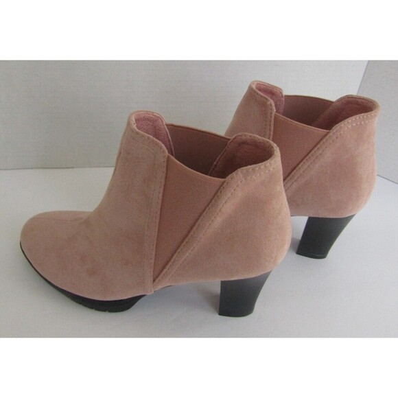 Allegra K Chelsea Ankle Boot NWOB Pink Faux Suede Round Toe Block Heels 7 - Picture 9 of 11